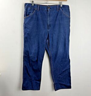 Big Mac Carpenter Jeans Mens 40x29 Dark Blue Vintage Workwear Orange Stitch